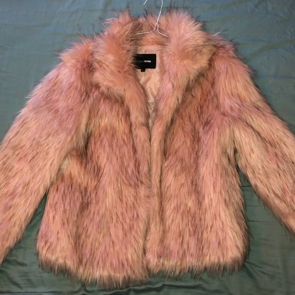 Pink fur coat ....